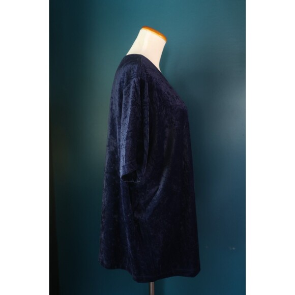 Vintage 90s Y2K TR Bentley Plus Midnight Blue Crushed Velvet Whimsigoth Top 2X - Picture 7 of 7